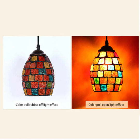 Tiffany Pendent Lamp Handmade Moroccan Mosaic Hanging Light Creative Stained Glass E27 Vintage