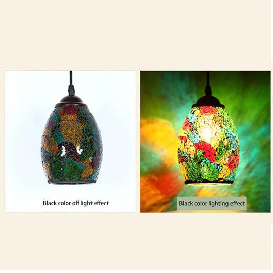 Tiffany Pendent Lamp Handmade Moroccan Mosaic Hanging Light Creative Stained Glass E27 Vintage