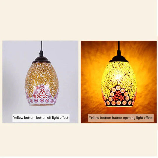 Tiffany Pendent Lamp Handmade Moroccan Mosaic Hanging Light Creative Stained Glass E27 Vintage