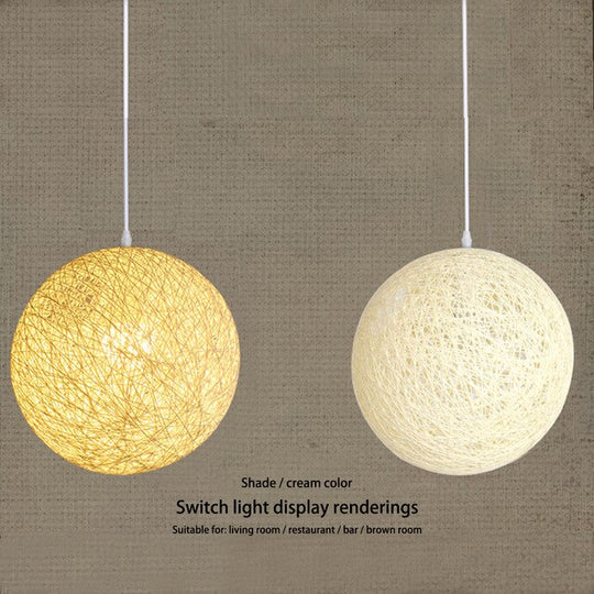 European E27 Led Hemp Ball Pendant Lights Rattan Lamp Creative Personality Bar Restaurant Home