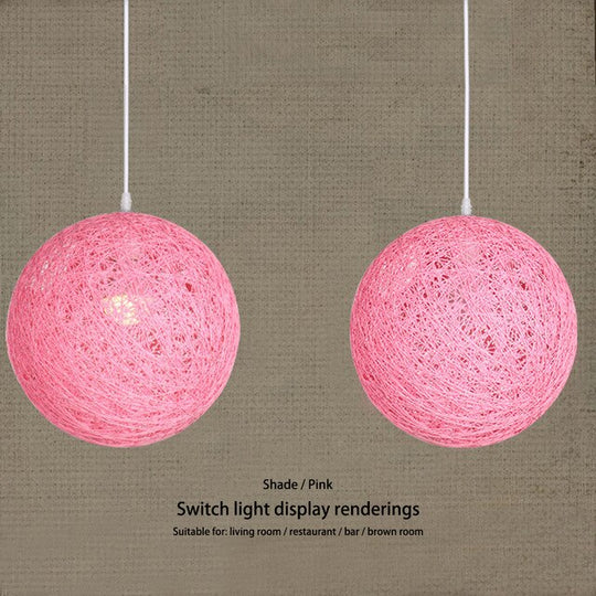 European E27 Led Hemp Ball Pendant Lights Rattan Lamp Creative Personality Bar Restaurant Home