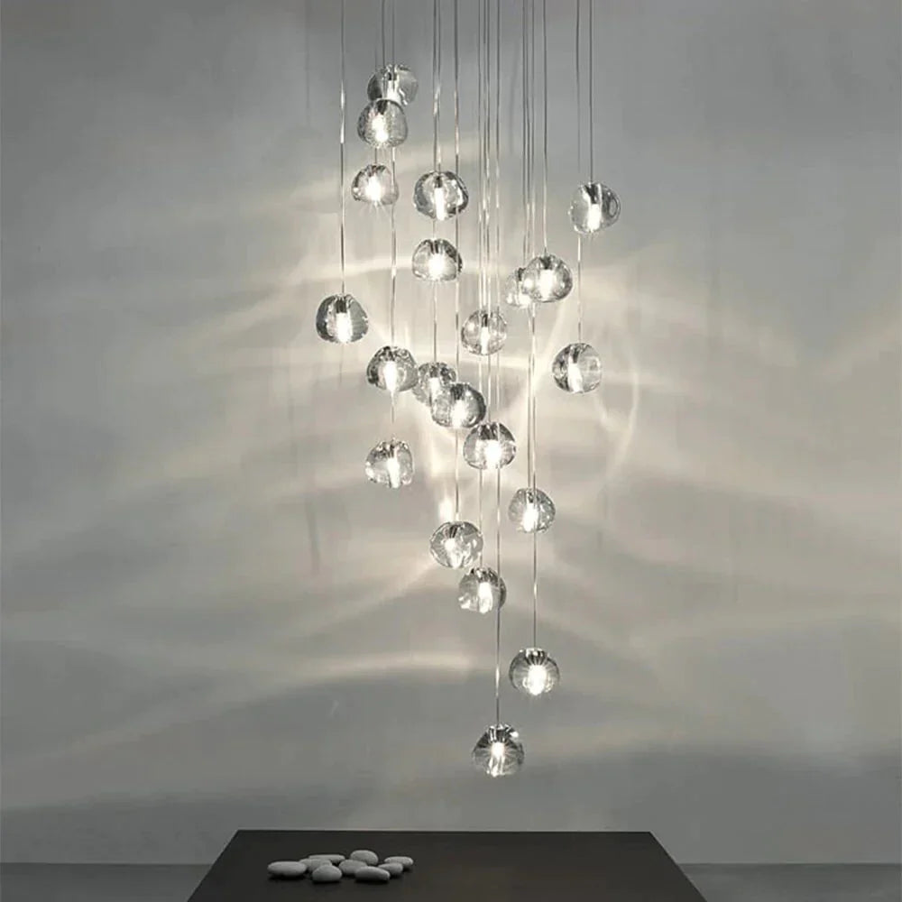 Crystal Chandeliers Lighting Loft Hanging Lamp Staircase Modern Luxury Long Wire Cristal Balls