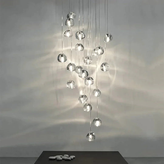 Crystal Chandeliers Lighting Loft Hanging Lamp Staircase Modern Luxury Long Wire Cristal Balls