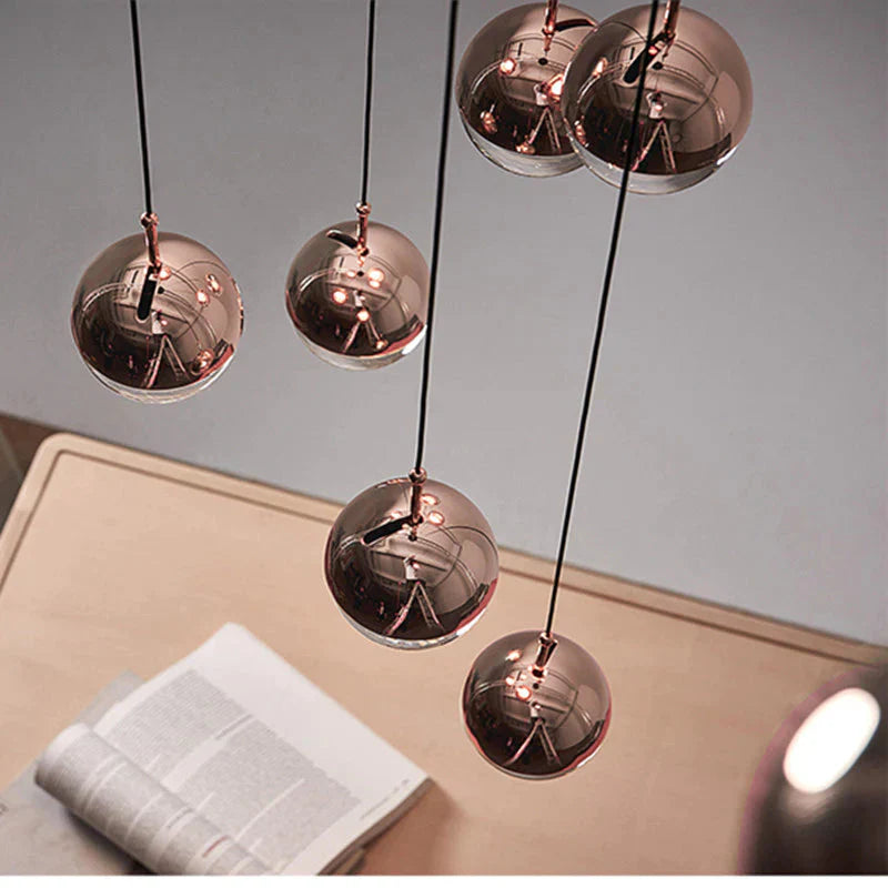 Nordic Loft Rose Gold Crystal Ball Pendant Light Personality Designer Aisle Bar Living Room Bedside