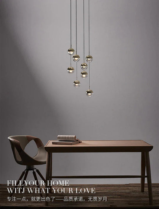 Nordic Loft Rose Gold Crystal Ball Pendant Light Personality Designer Aisle Bar Living Room Bedside