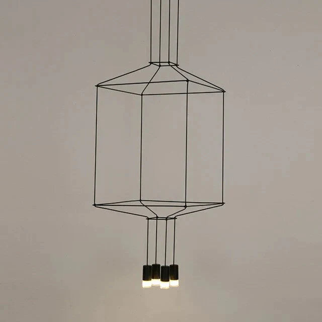 Creative Modern Art Pendant Lamp Light Black Metal Long Wire Simple Shape Kitchen Bar Hanging