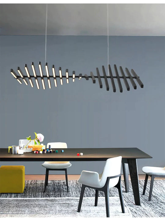 Creative Pendant Light Modern Fishbone Hanging Lamp For Bedroom Restaurant Office Minimalist