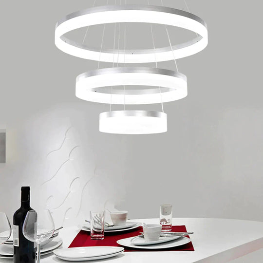Nordic Ring Pendant Lamp Restaurant Bar Lighting Led Circle Hanging Stepless Dimming Steel Wire