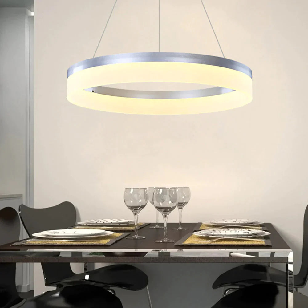 Nordic Ring Pendant Lamp Restaurant Bar Lighting Led Circle Hanging Stepless Dimming Steel Wire