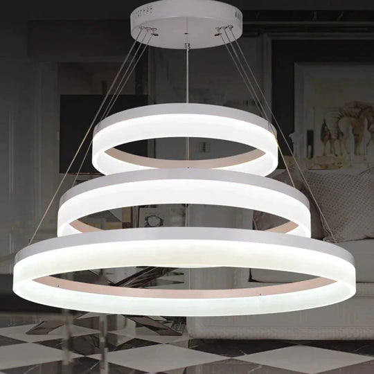 Nordic Ring Pendant Lamp Restaurant Bar Lighting Led Circle Hanging Stepless Dimming Steel Wire