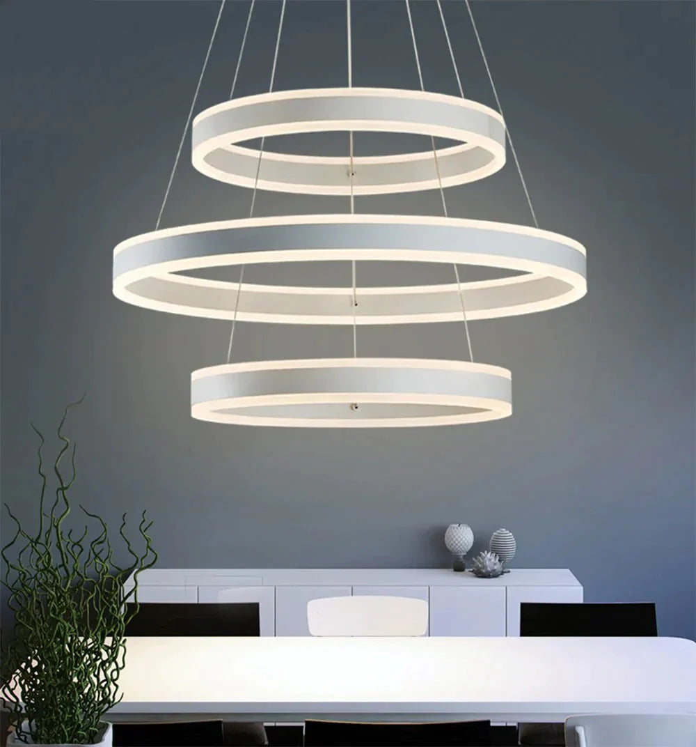 Nordic Ring Pendant Lamp Restaurant Bar Lighting Led Circle Hanging Stepless Dimming Steel Wire