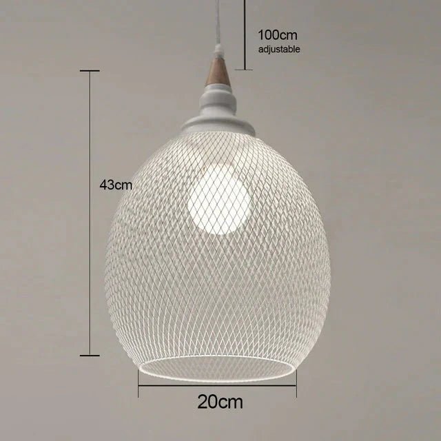 Wrought Iron Pendant Lights Hanging Lamp Wood Pleated Net Lighting E27 Restaurant Bar Hall Light