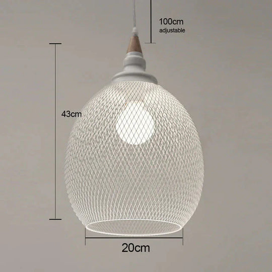 Wrought Iron Pendant Lights Hanging Lamp Wood Pleated Net Lighting E27 Restaurant Bar Hall Light