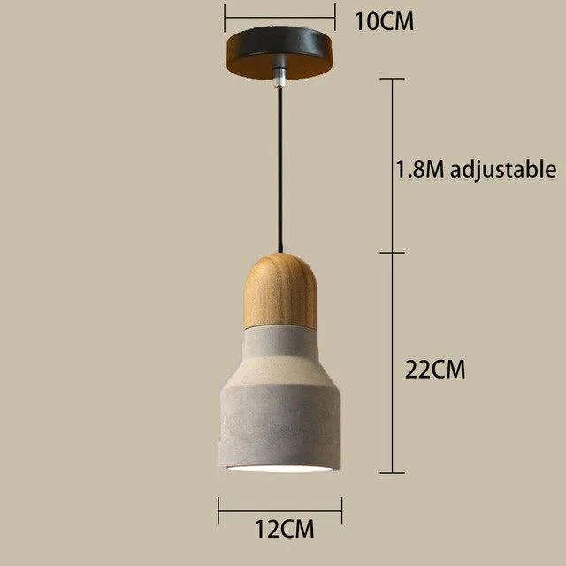 Nordic Industrial Pendant Lights E27 Logs Timber Cement Creative Art Attic Lamp Cafe Restaurant Pub