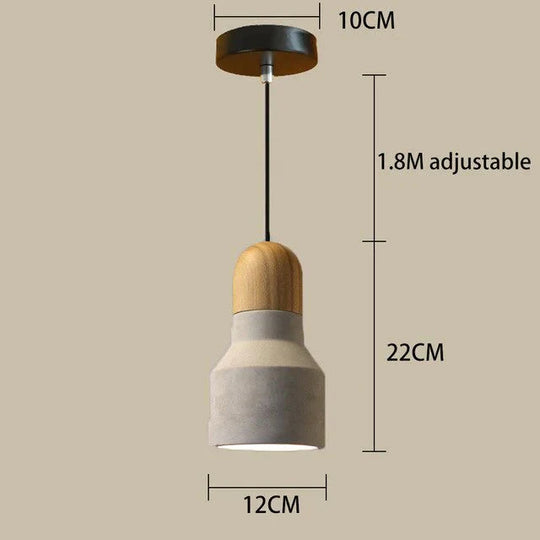 Nordic Industrial Pendant Lights E27 Logs Timber Cement Creative Art Attic Lamp Cafe Restaurant Pub