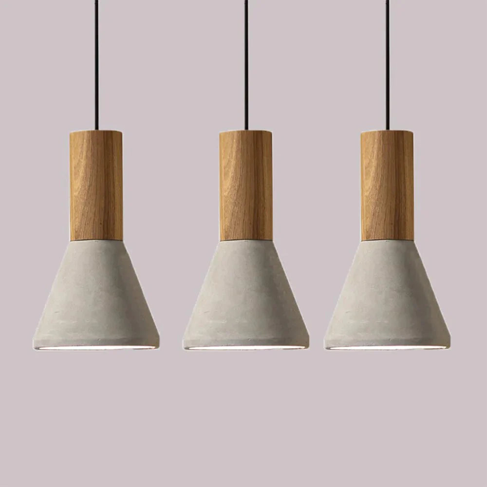 Nordic Industrial Pendant Lights E27 Logs Timber Cement Creative Art Attic Lamp Cafe Restaurant Pub