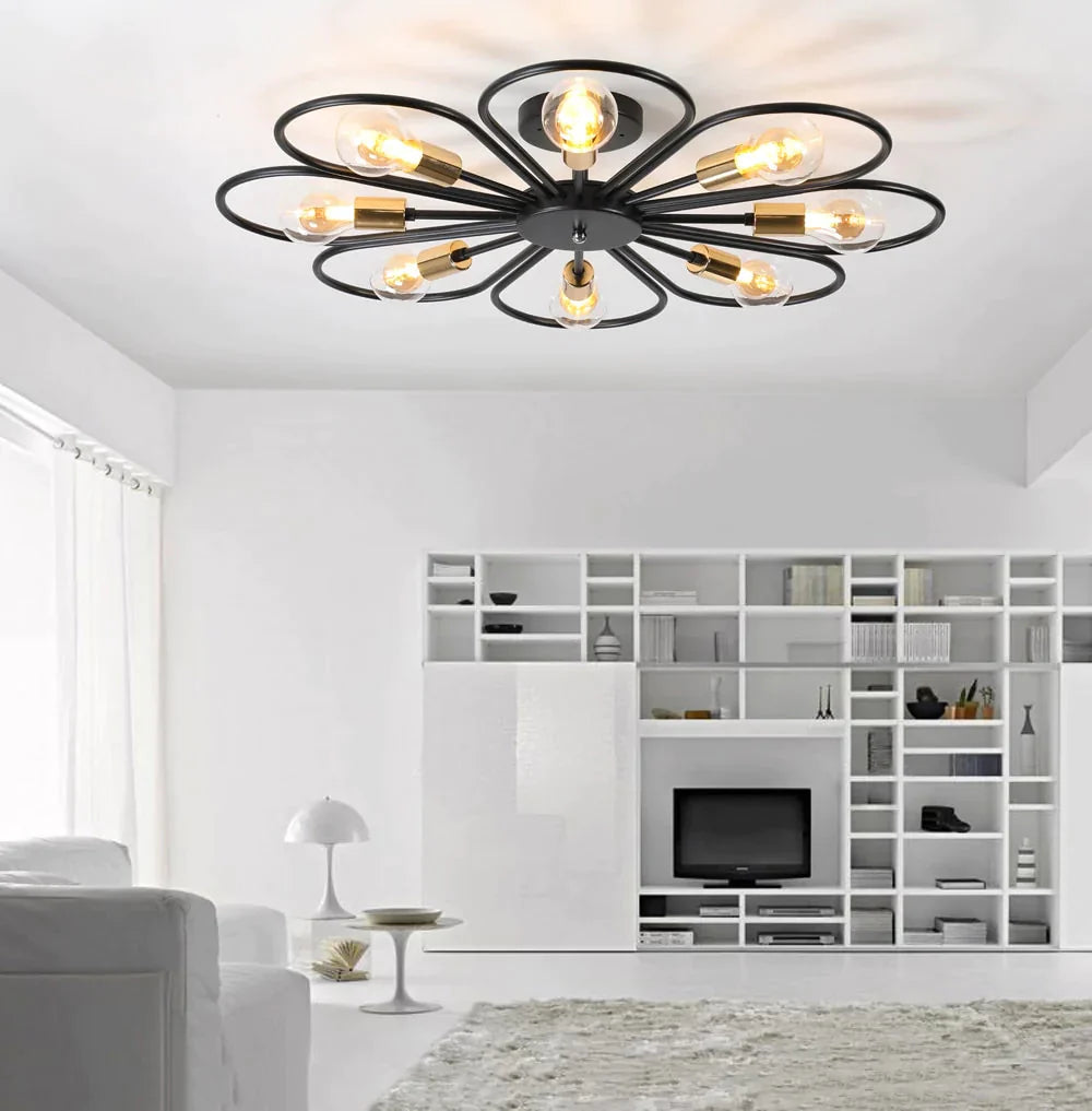Vintage Industrial Rustic Flush Mount Ceiling Light Metal Lamp Fixture American - Style Village