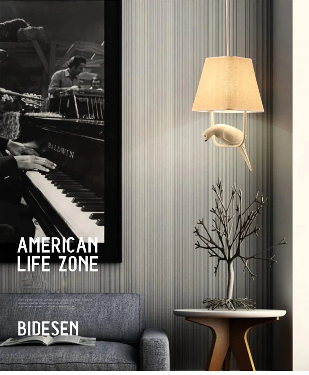 Cloth Pendant Lamp Modern Creative Bird Fixture Home Hanging Lights For Bedroom Cafe Hotel