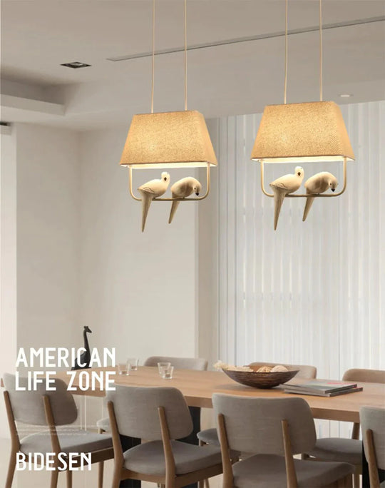 Cloth Pendant Lamp Modern Creative Bird Fixture Home Hanging Lights For Bedroom Cafe Hotel