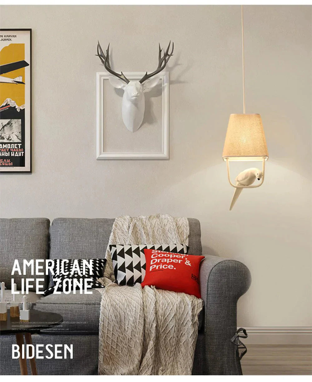 Cloth Pendant Lamp Modern Creative Bird Fixture Home Hanging Lights For Bedroom Cafe Hotel