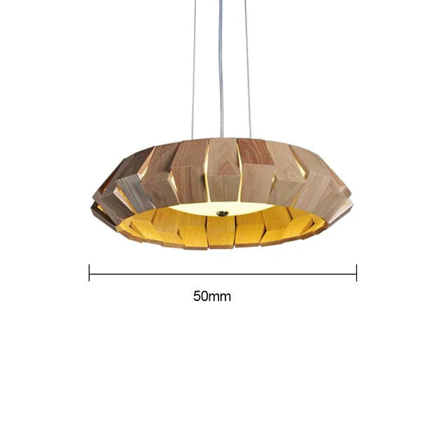 Nordic Creative Wood Pendant Lights Led Round Hanging Lamp For Living Room Study Decorative