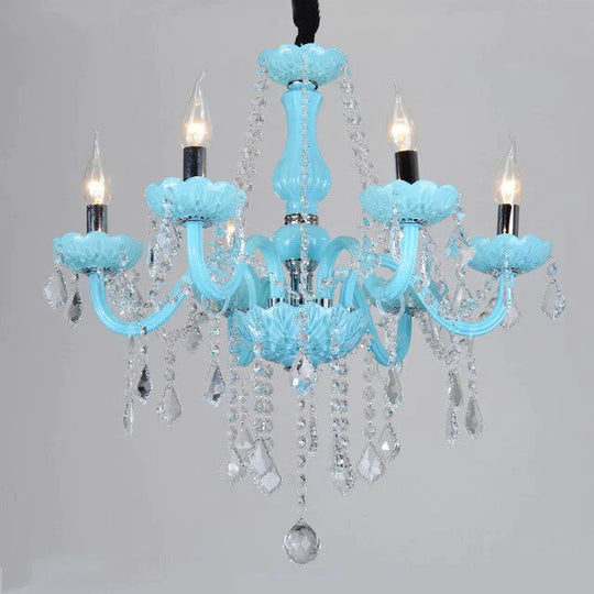 Crystal Chandelier Lighting Mediterranean Lamp Blue Lights For Kids Living Room Bedroom Coffee Shop