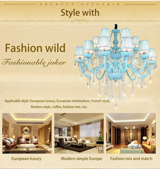 Crystal Chandelier Lighting Mediterranean Lamp Blue Lights For Kids Living Room Bedroom Coffee Shop
