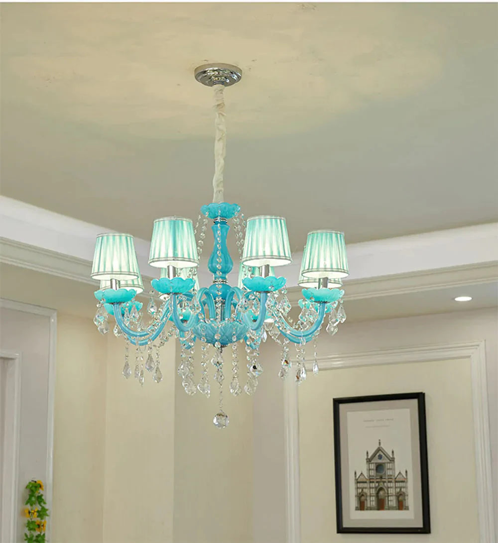 Crystal Chandelier Lighting Mediterranean Lamp Blue Lights For Kids Living Room Bedroom Coffee Shop