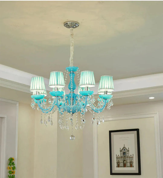 Crystal Chandelier Lighting Mediterranean Lamp Blue Lights For Kids Living Room Bedroom Coffee Shop