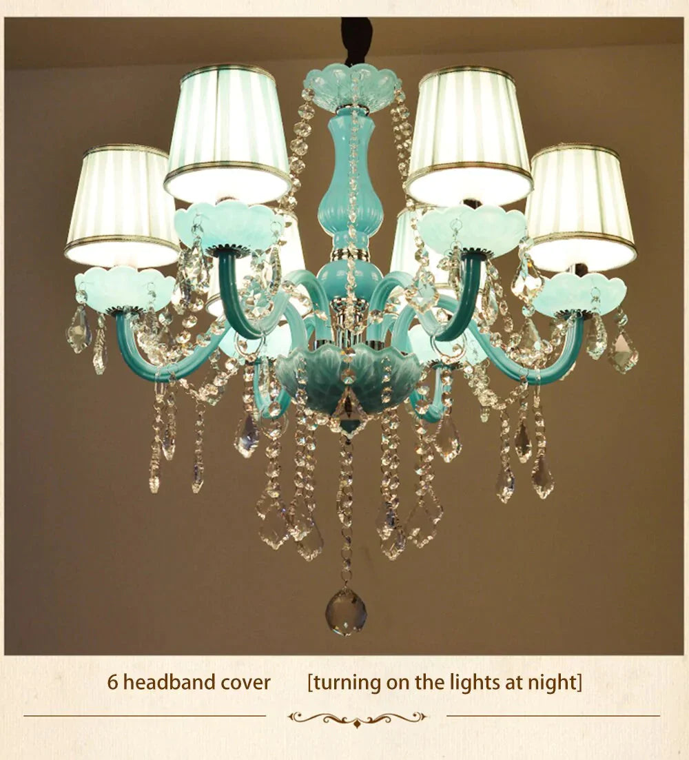Crystal Chandelier Lighting Mediterranean Lamp Blue Lights For Kids Living Room Bedroom Coffee Shop