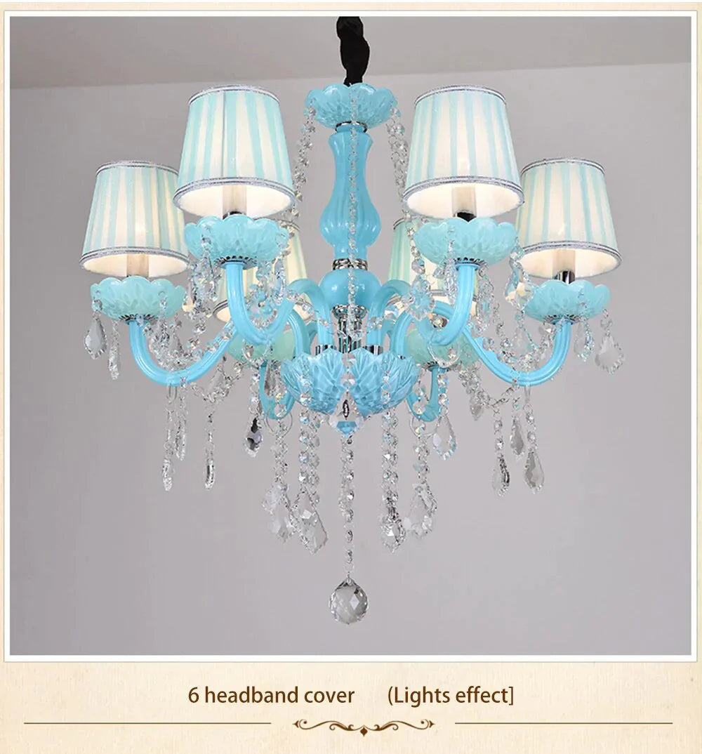 Crystal Chandelier Lighting Mediterranean Lamp Blue Lights For Kids Living Room Bedroom Coffee Shop