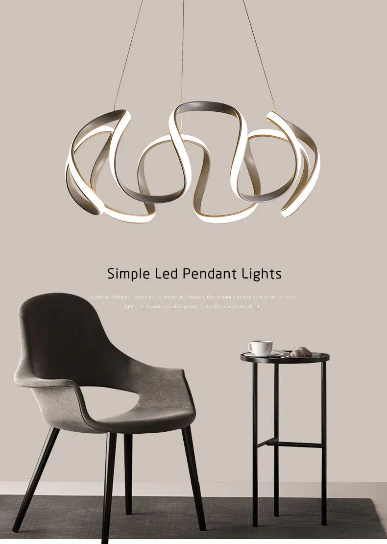 Surface Mounted Modern Led Pendant Light For Living Room Bedroom Dining Fixtures Gray Color Ceiling