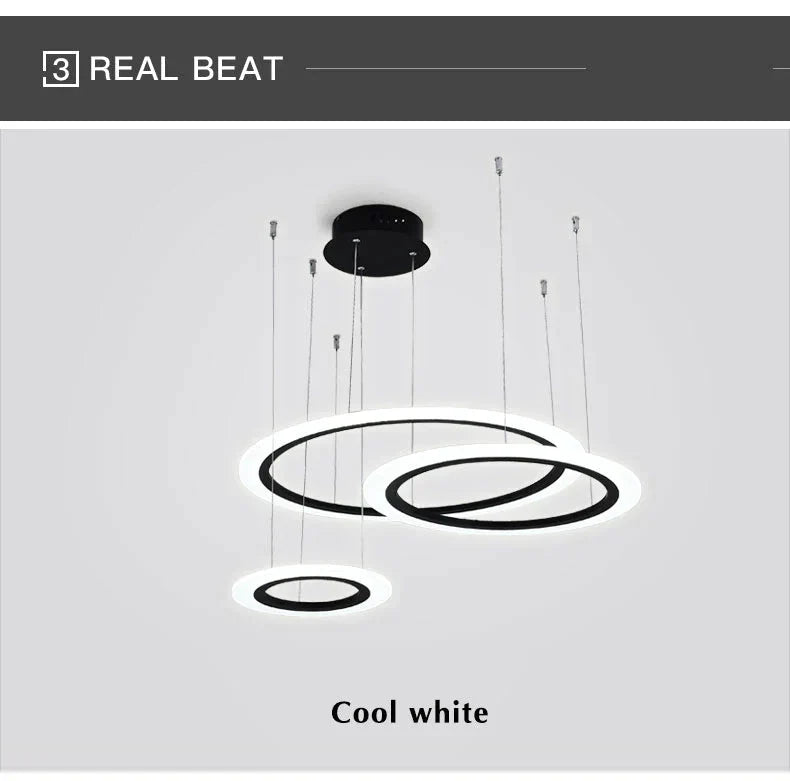 Black Cricle Modern Led Pendant Light Surface Mounted Hanging Lamp Dining Room Living Luminaire /