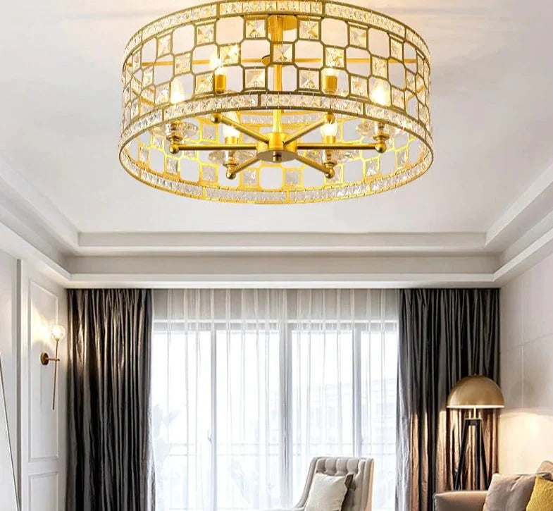 Nordic Led Pendant Lights Crystal Art Deco Round Gold Lamp For Kids Room Living Modern Retro
