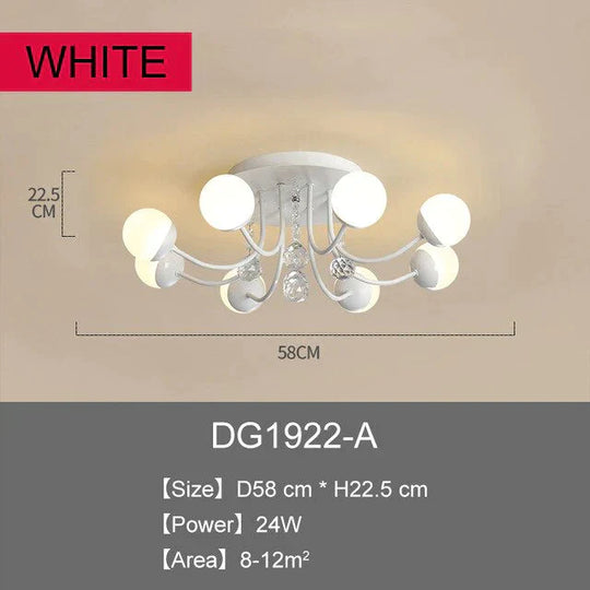 Modern Led Crystal Pendant Lights Art Ball Black/White Lighting For Living Room Bedroom Dining