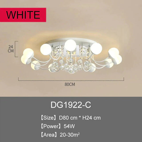 Modern Led Crystal Pendant Lights Art Ball Black/White Lighting For Living Room Bedroom Dining