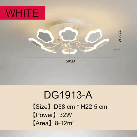 Modern Crystal Pendant Lights White Flower Creative Led Lamp For Living Room Bedroom Kitchen