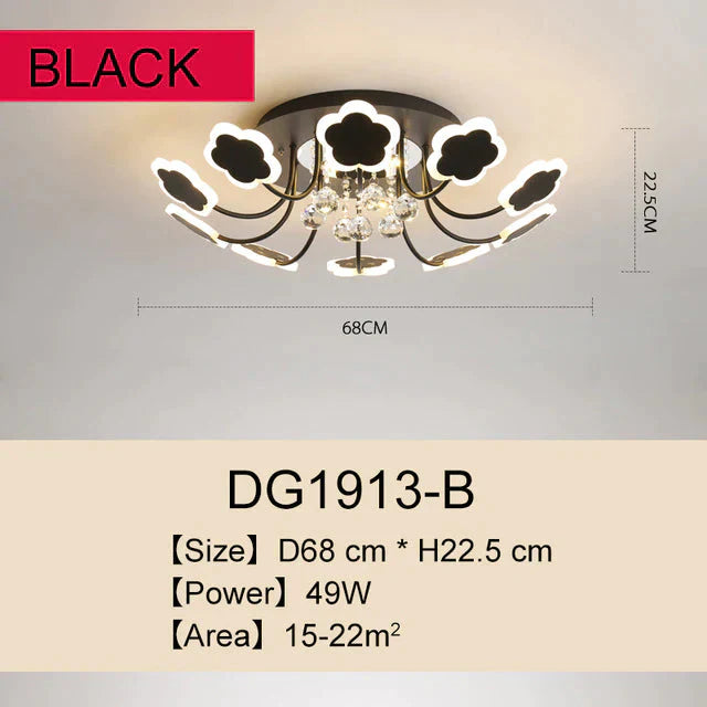 Modern Crystal Pendant Lights White Flower Creative Led Lamp For Living Room Bedroom Kitchen