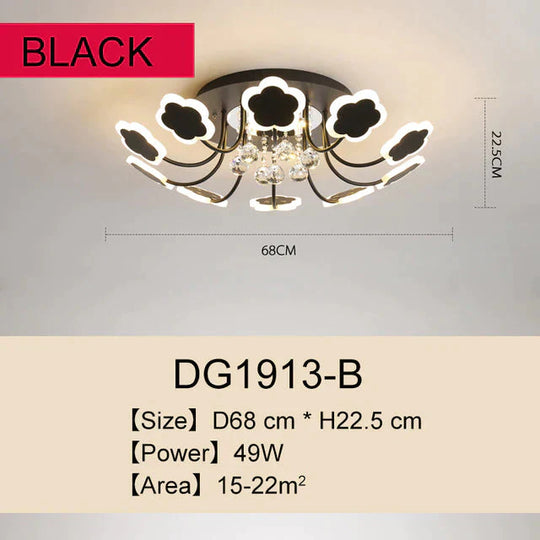 Modern Crystal Pendant Lights White Flower Creative Led Lamp For Living Room Bedroom Kitchen
