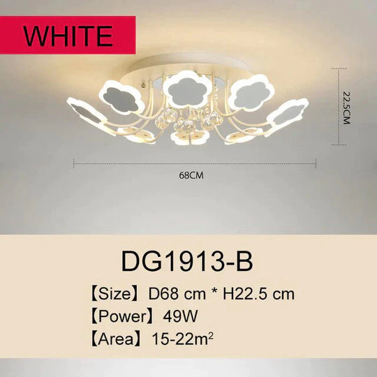 Modern Crystal Pendant Lights White Flower Creative Led Lamp For Living Room Bedroom Kitchen
