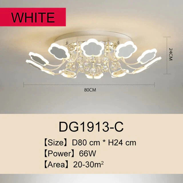 Modern Crystal Pendant Lights White Flower Creative Led Lamp For Living Room Bedroom Kitchen