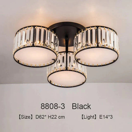 Modern Black Pendant Lights Led Crystals Lamp Fixtures For Study Kids Bedroom Kitchen Dining Room