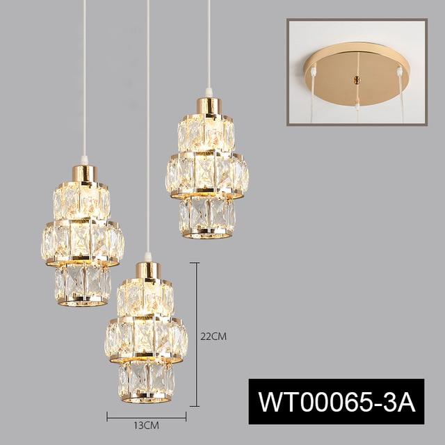 Nordic Led Pendant Lights Crystal Gold Hanging Lamp For Dining Table Bar Kitchen Living Room