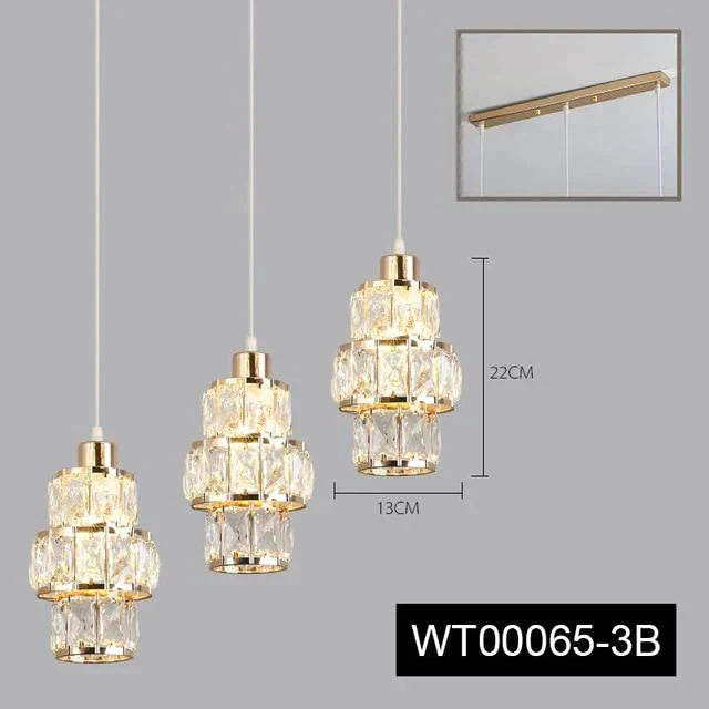 Nordic Led Pendant Lights Crystal Gold Hanging Lamp For Dining Table Bar Kitchen Living Room