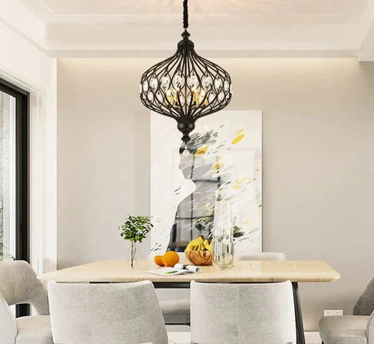 Nordic Crystal Pendant Lights Black Dining Table Lamp Hanging Light For Kitchen Living Room Bedroom