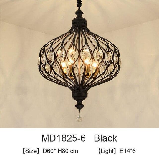 Nordic Crystal Pendant Lights Black Dining Table Lamp Hanging Light For Kitchen Living Room Bedroom