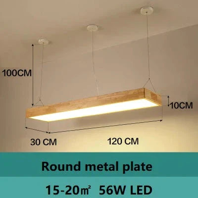 Pendant Lights Natural Wood Modern Rectangular Long Lamp Hotel Hall Shop Commercial Study Room