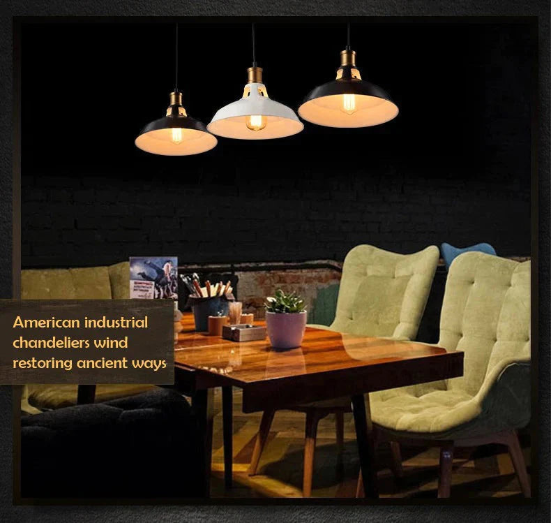 Industrial Vintage Pendant Lights Loft Rh Antique Black/White Lamps For Restaurant/Bar/Coffee