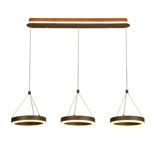 Coffee Led Pendant Light Kitchen Dinning Room Backside Lighting 3 Heads Round Acrylic Lamp Lustres