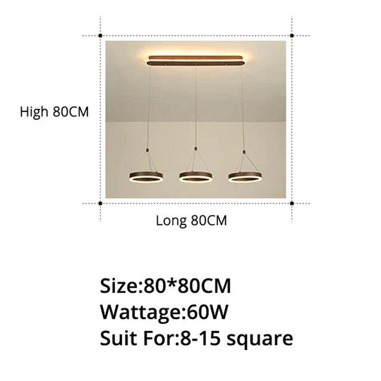 Coffee Led Pendant Light Kitchen Dinning Room Backside Lighting 3 Heads Round Acrylic Lamp Lustres